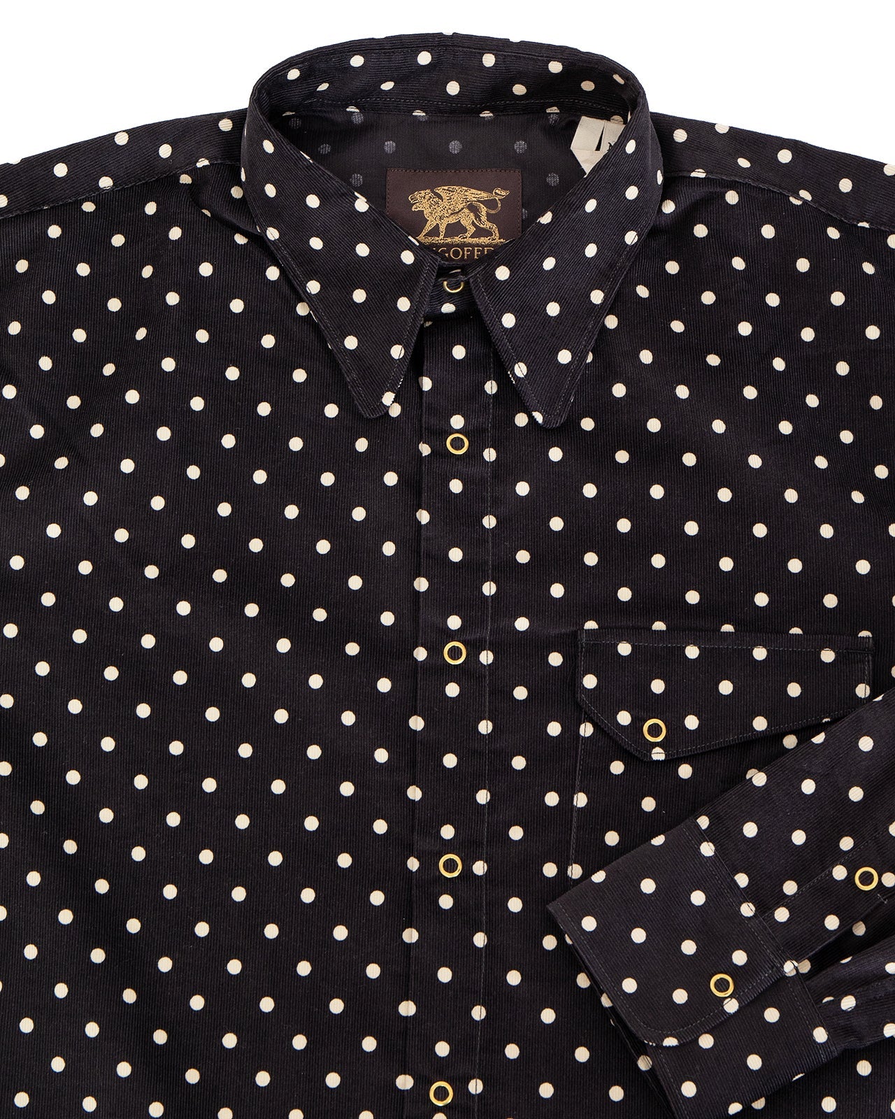 Ike Shirt in Black Corduroy Polkadot