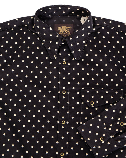Ike Shirt in Black Corduroy Polkadot
