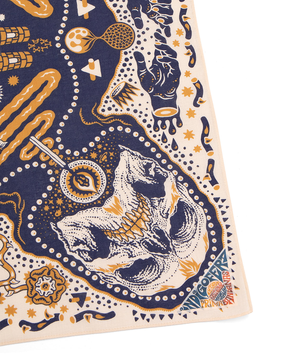 Indigofera Tarot XIII Bandana in Offwhite & Blue