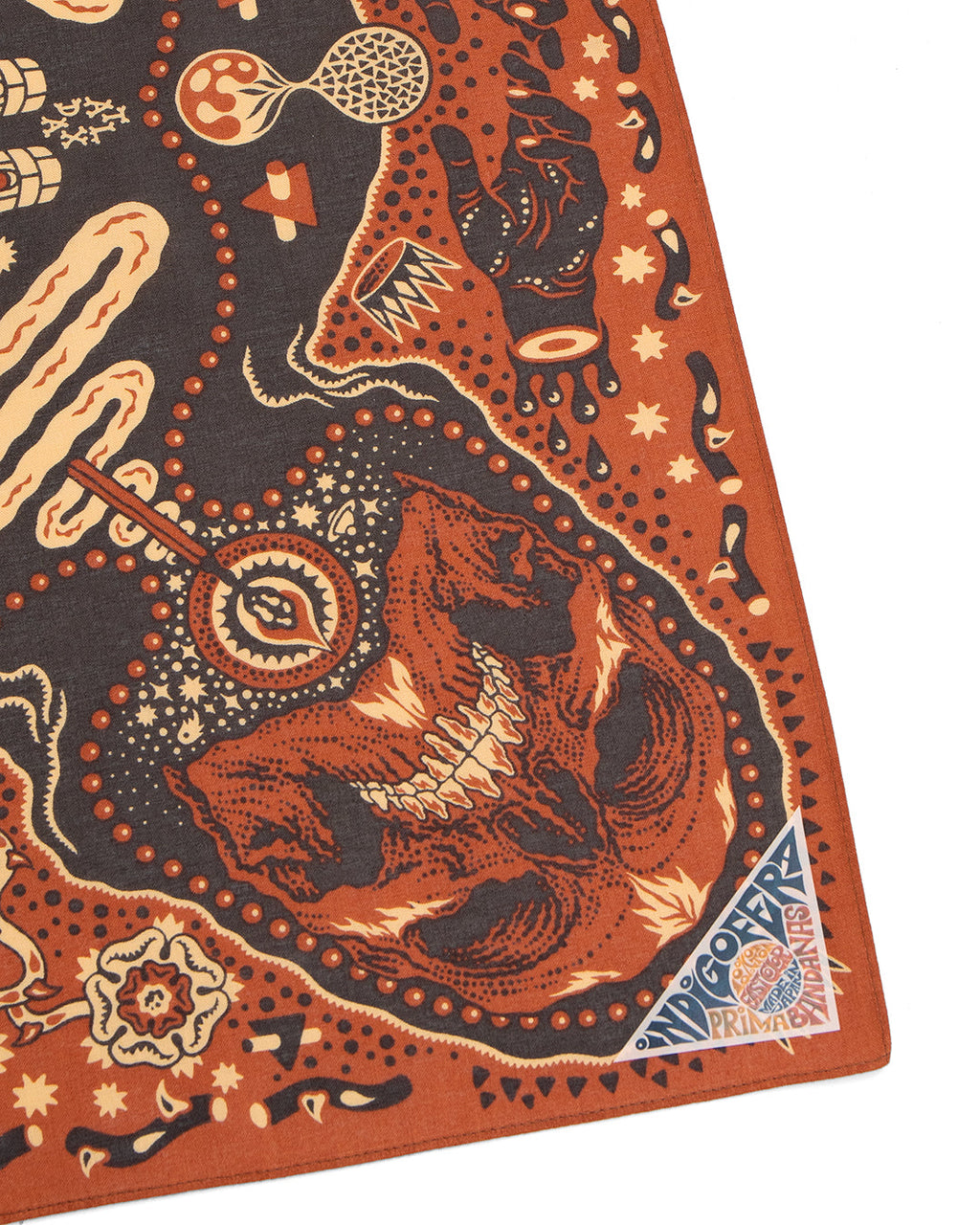 Indigofera Tarot XIII Bandana in Red & Brown
