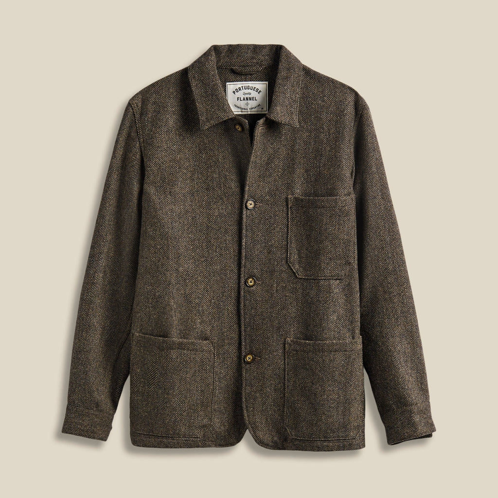 Labura Jacket in Brown Herringbone Wool