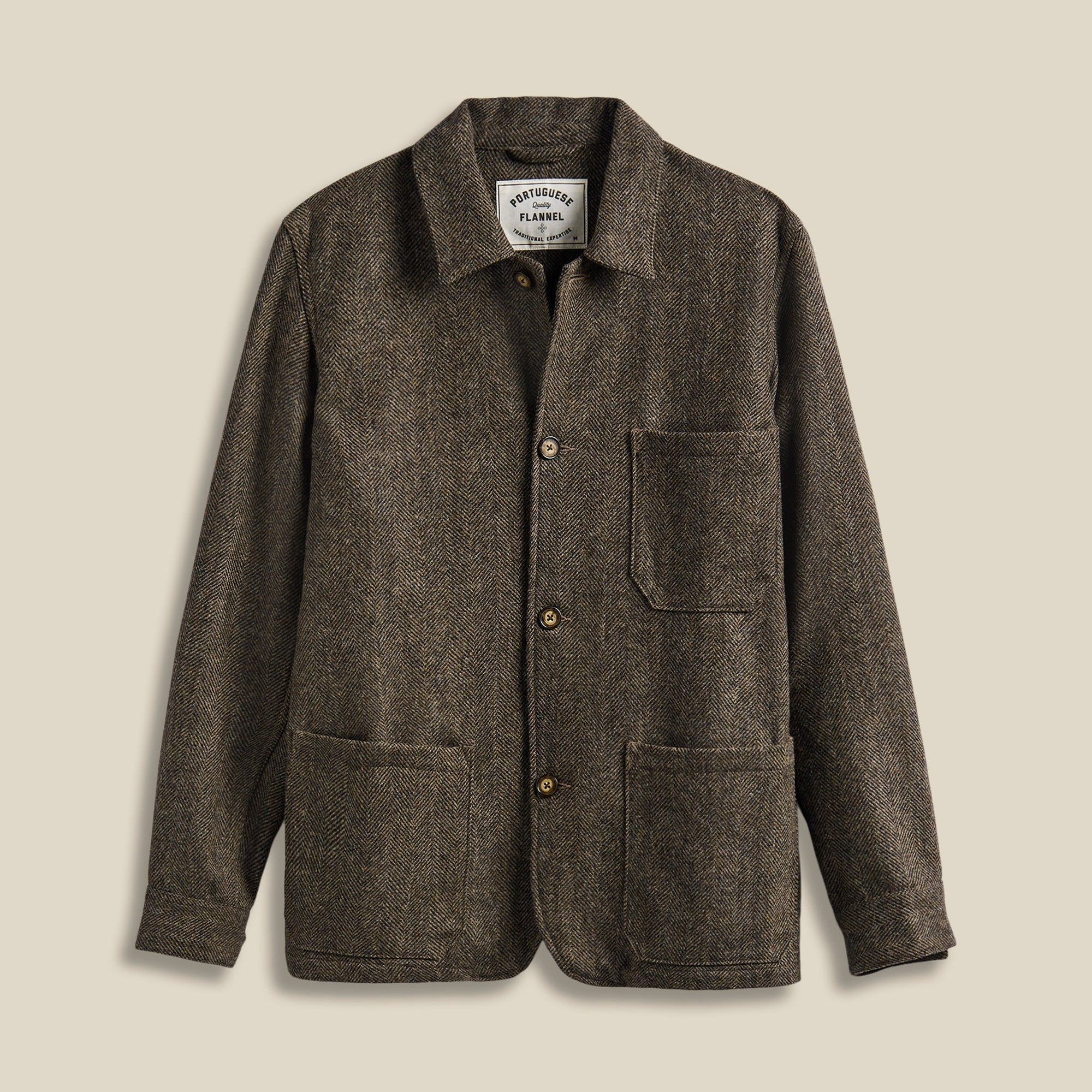 Labura Jacket in Brown Herringbone Wool