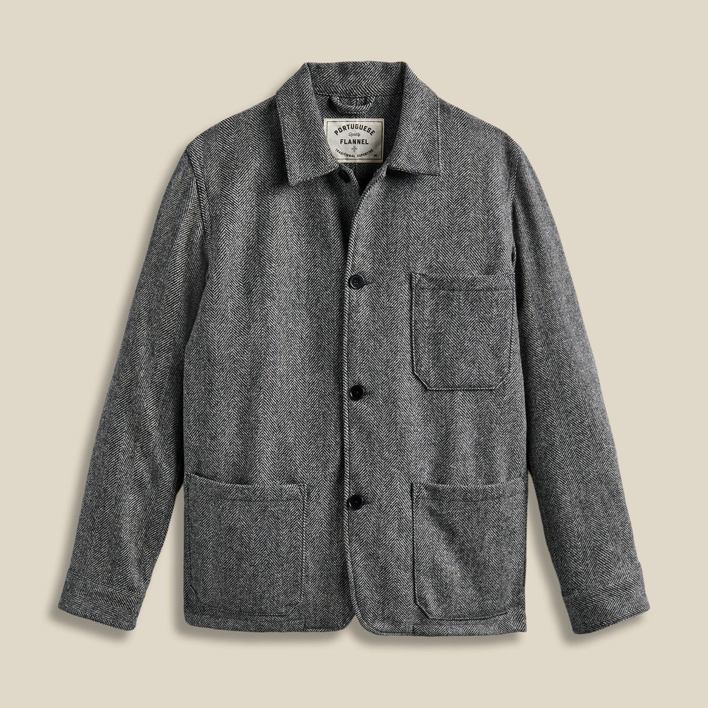 Labura Jacket in Grey Herringbone Wool