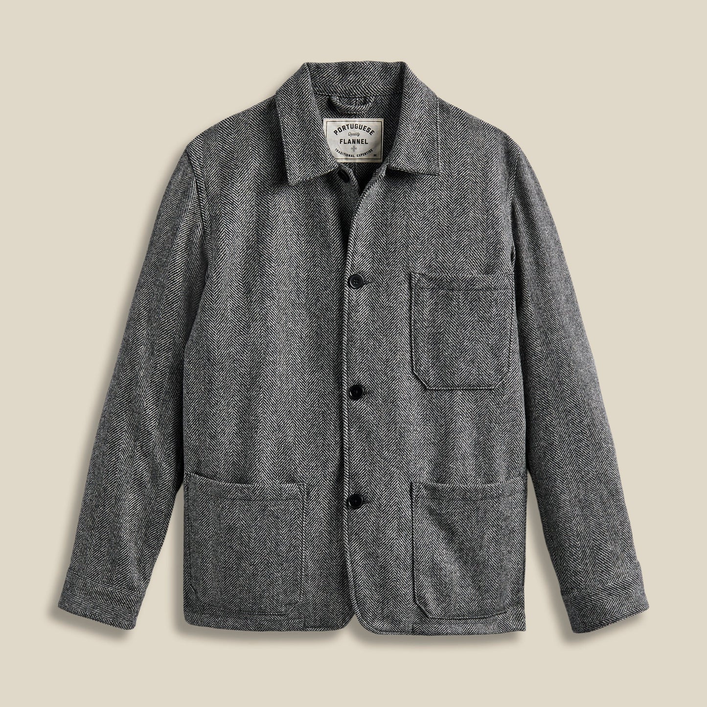Labura Jacket in Grey Herringbone Wool
