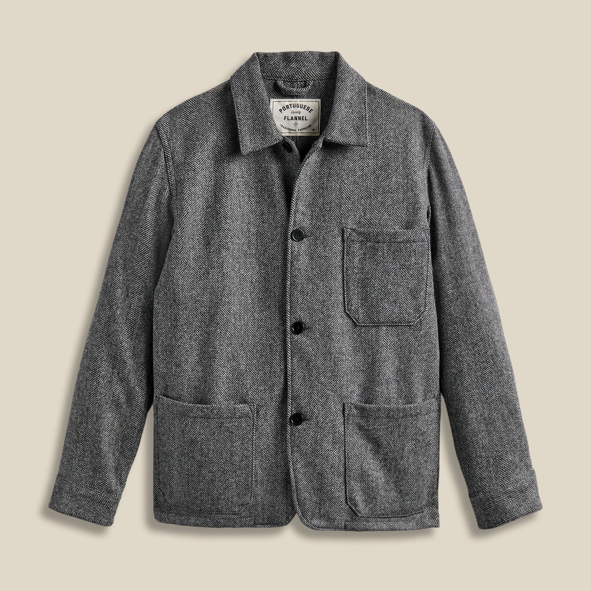 Labura Jacket in Grey Herringbone Wool