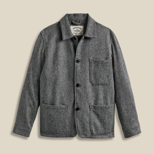Labura Jacket in Grey Herringbone Wool