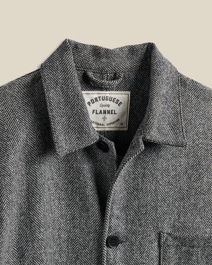 Labura Jacket in Grey Herringbone Wool