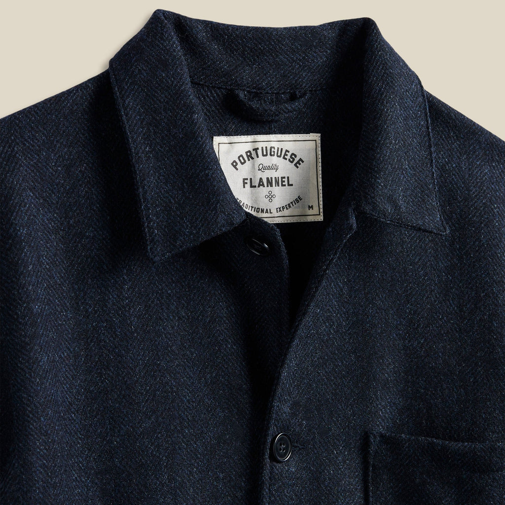 Labura Jacket in Navy Herringbone Wool