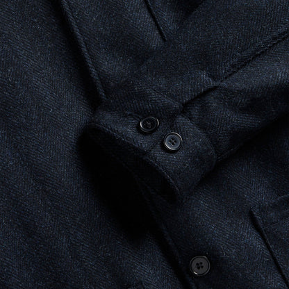 Labura Jacket in Navy Herringbone Wool