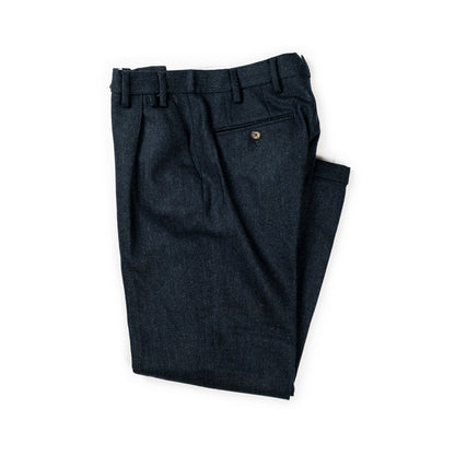 Wool Herringbone Trousers in Navy