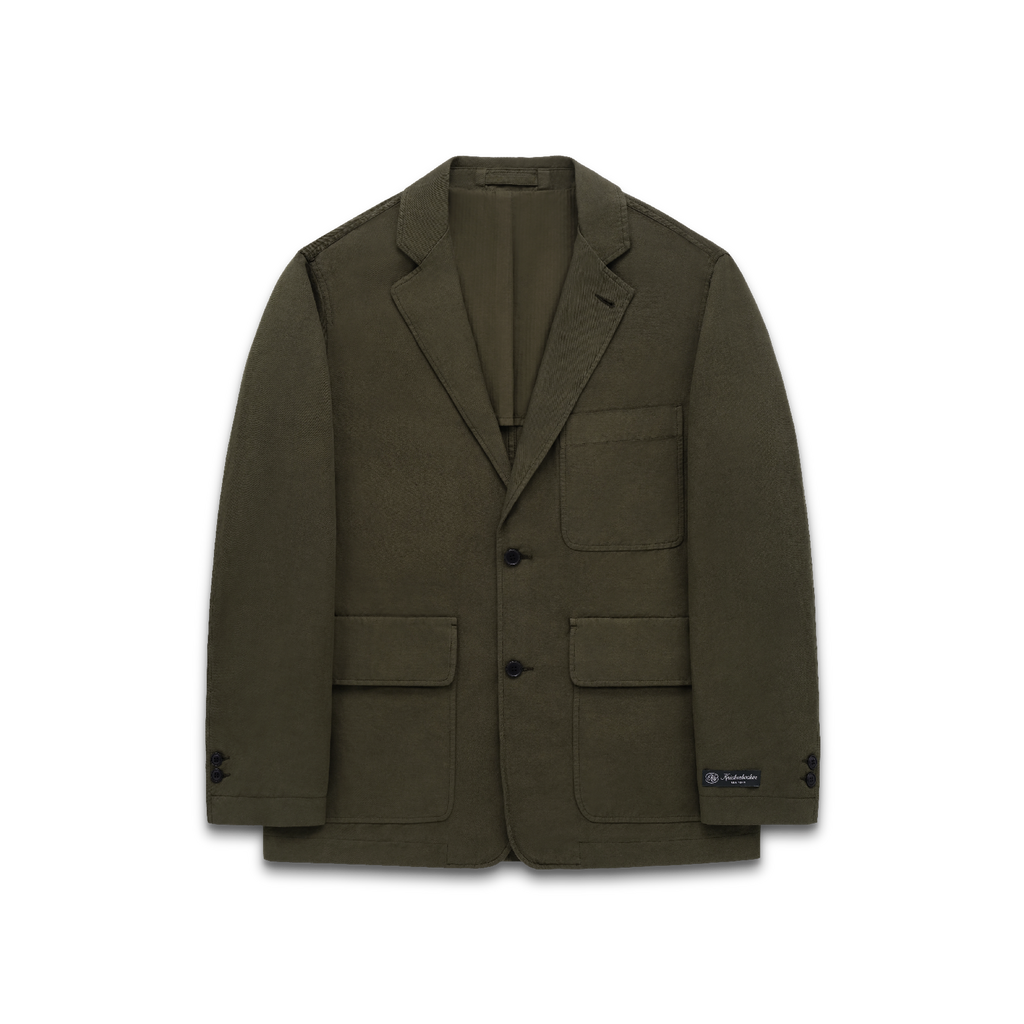Lane Suit Jacket in Tuscan Olive Cotton & Linen Twill