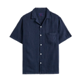 Linen Camp Collar in Navy