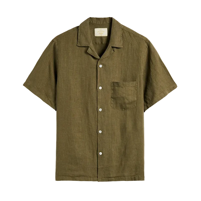 Linen Camp Collar in Olive