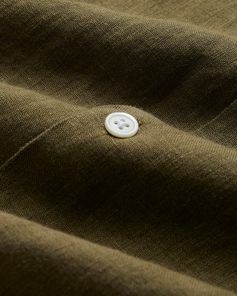 Linen Camp Collar in Olive