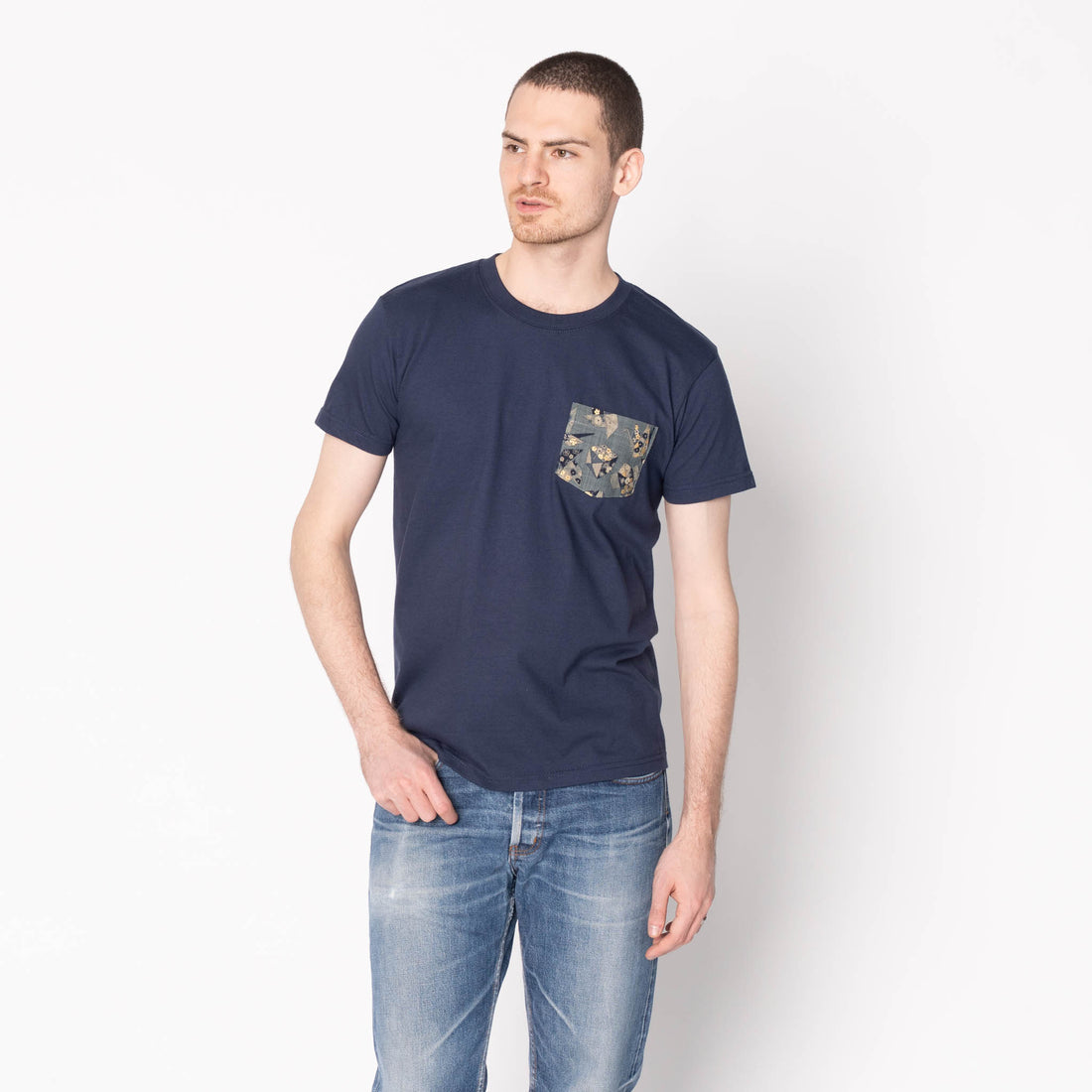Pocket Tee in Navy Origami Poplin