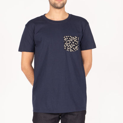 Pocket Tee in Navy Kimono Flowers