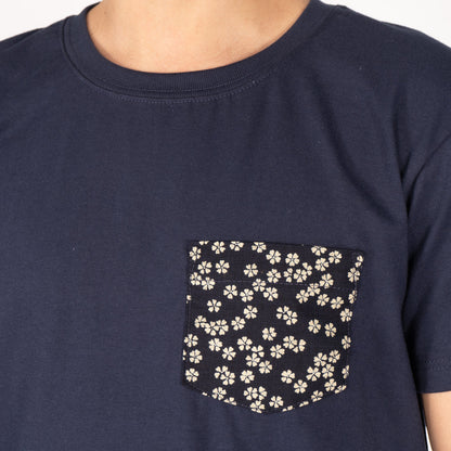 Pocket Tee in Navy Kimono Flowers