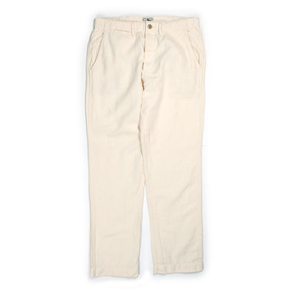 Flat Front Chino in Unbleached Slub Cotton/Linen Twill