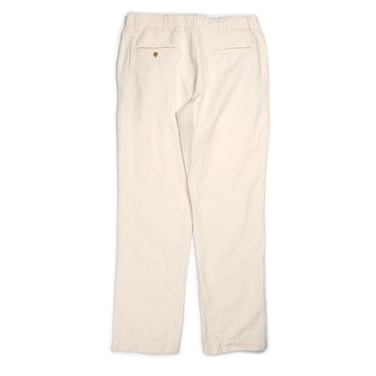 Flat Front Chino in Unbleached Slub Cotton/Linen Twill