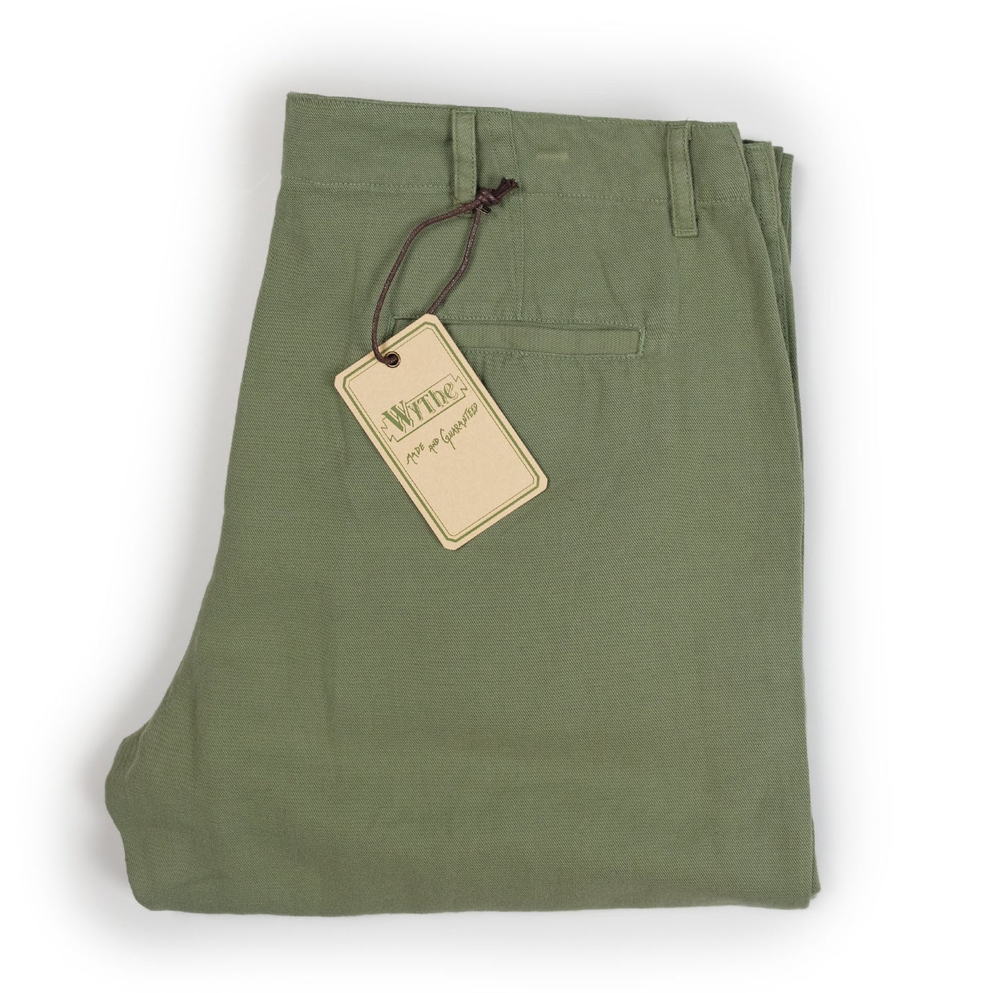 Flat Front Chino in Faded Olive Slub Cotton/Linen Twill