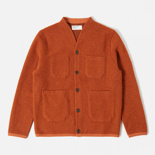 Cardigan in Orange Wool Fleece