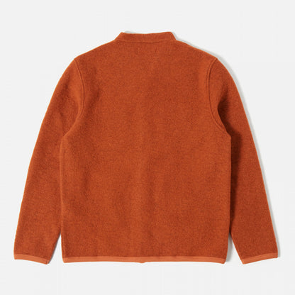 Cardigan in Orange Wool Fleece