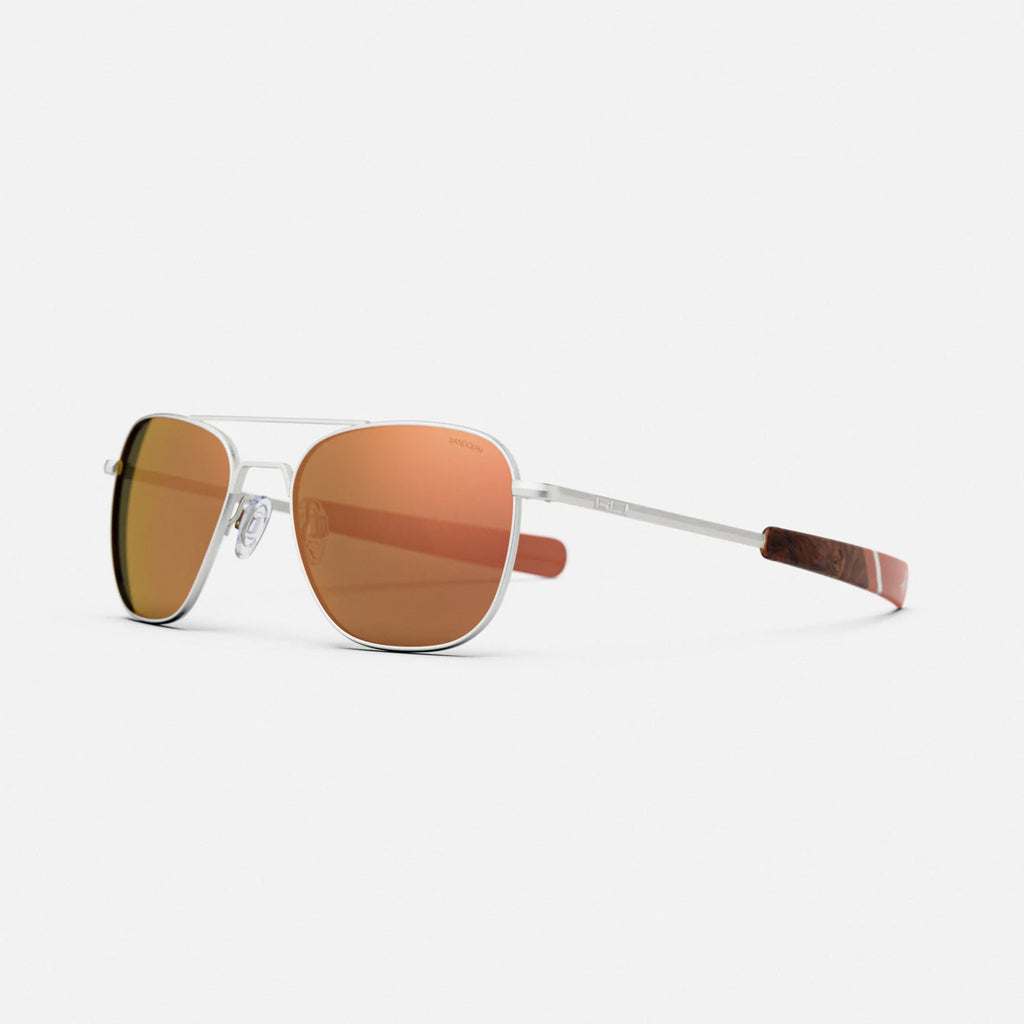 Aviator in Satin Silver & Polarized Rose Gold Mirror