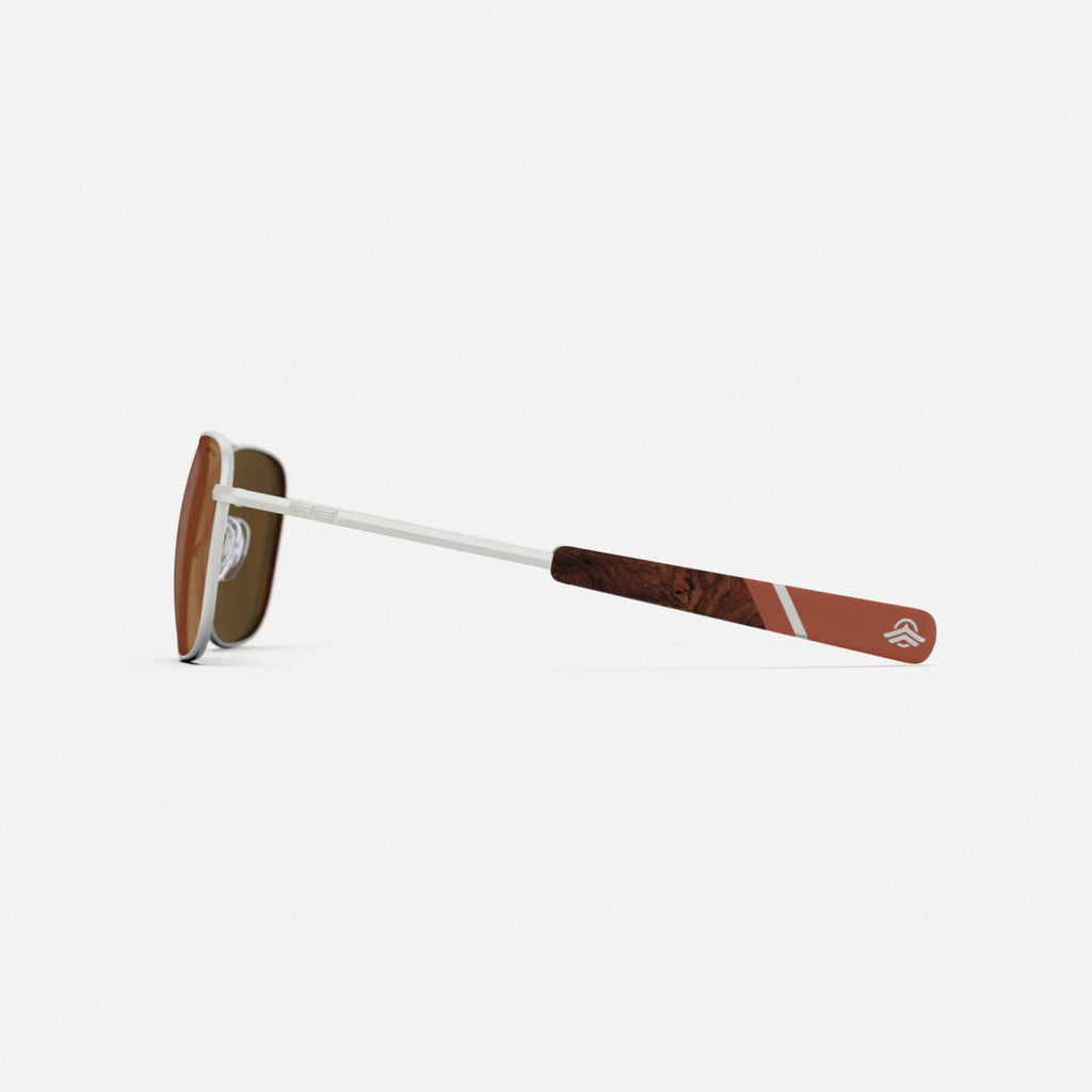 Aviator in Satin Silver & Polarized Rose Gold Mirror