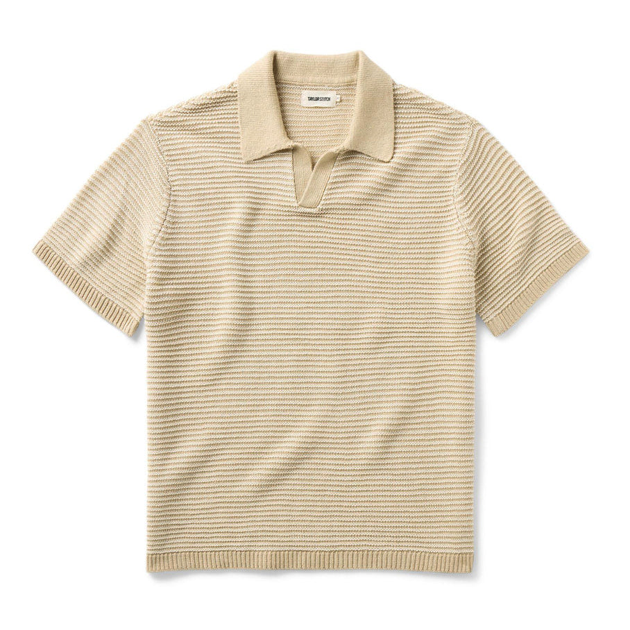 The Valencia Sweater Polo in Sand Stripe