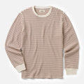 The Organic Cotton Crew in Vintage White Stripe Waffle