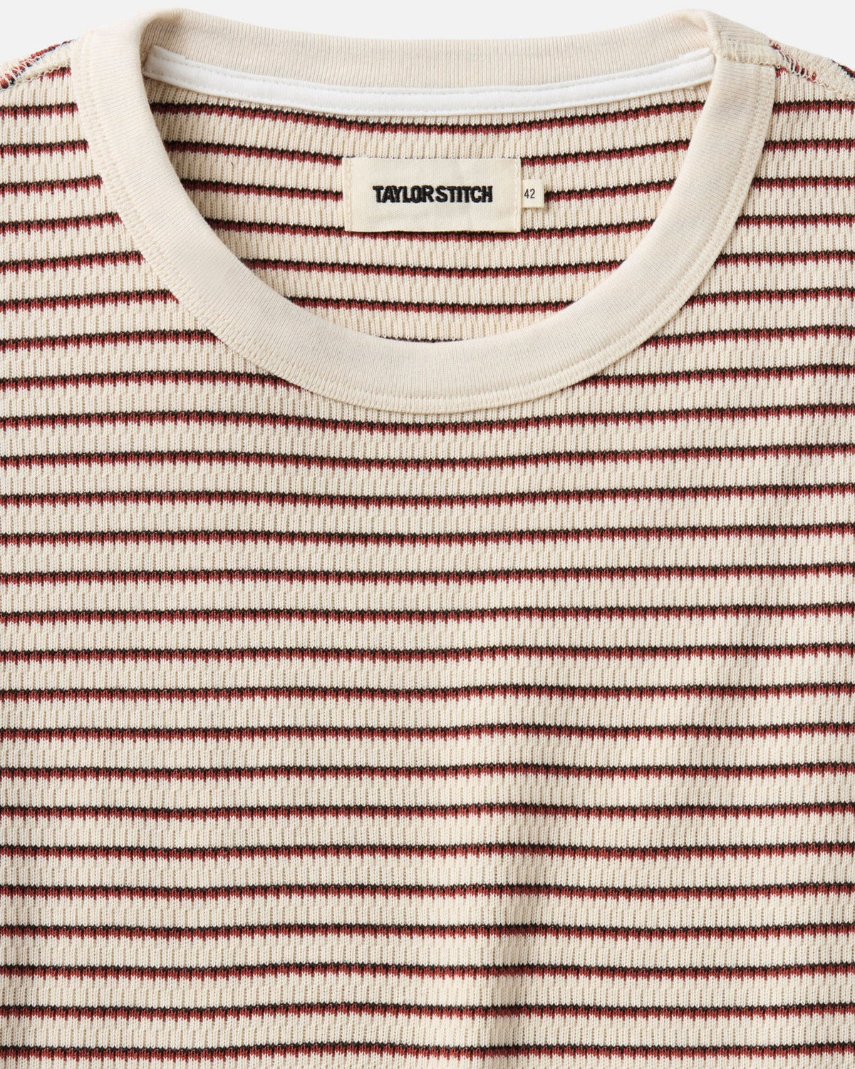 The Organic Cotton Crew in Vintage White Stripe Waffle