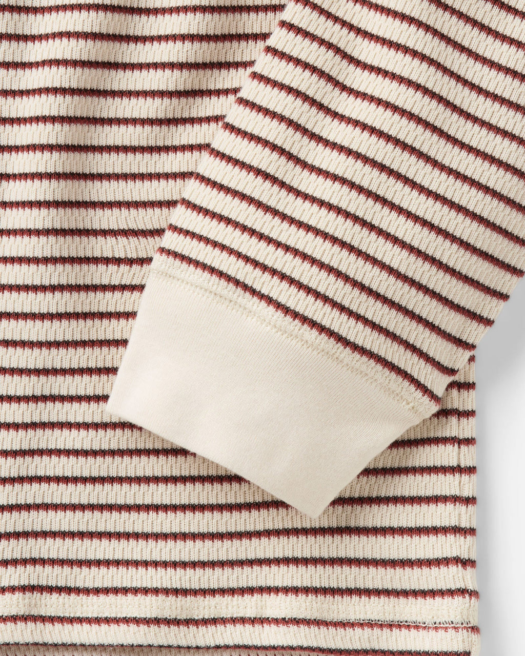 The Organic Cotton Crew in Vintage White Stripe Waffle