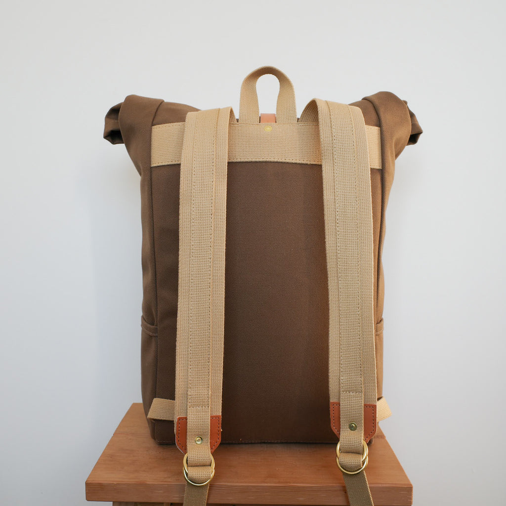 Roll-Top Backpack in Dry Wax Twill