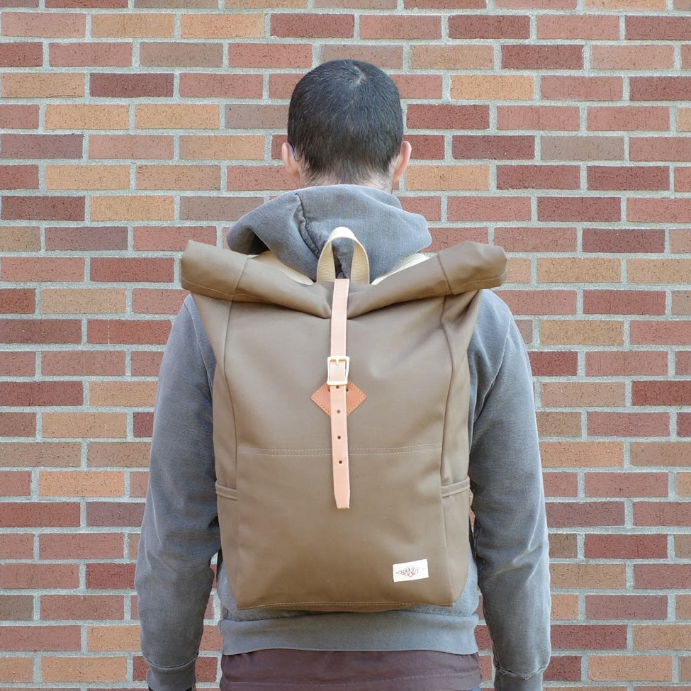Roll-Top Backpack in Dry Wax Twill