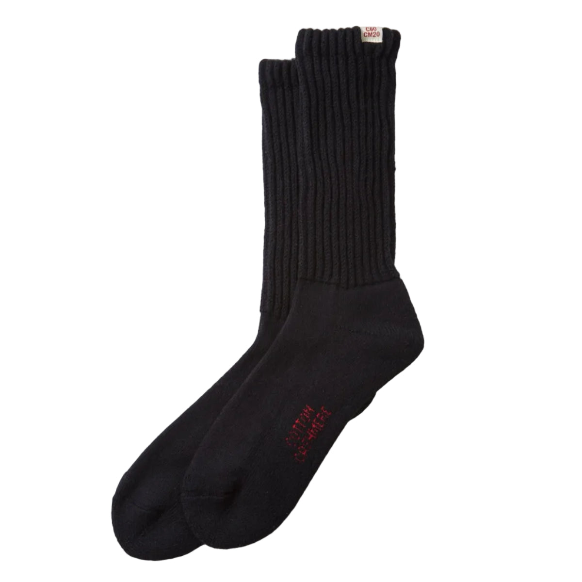 Everyday Cotton Cashmere Loose Pile Crew Socks in Black