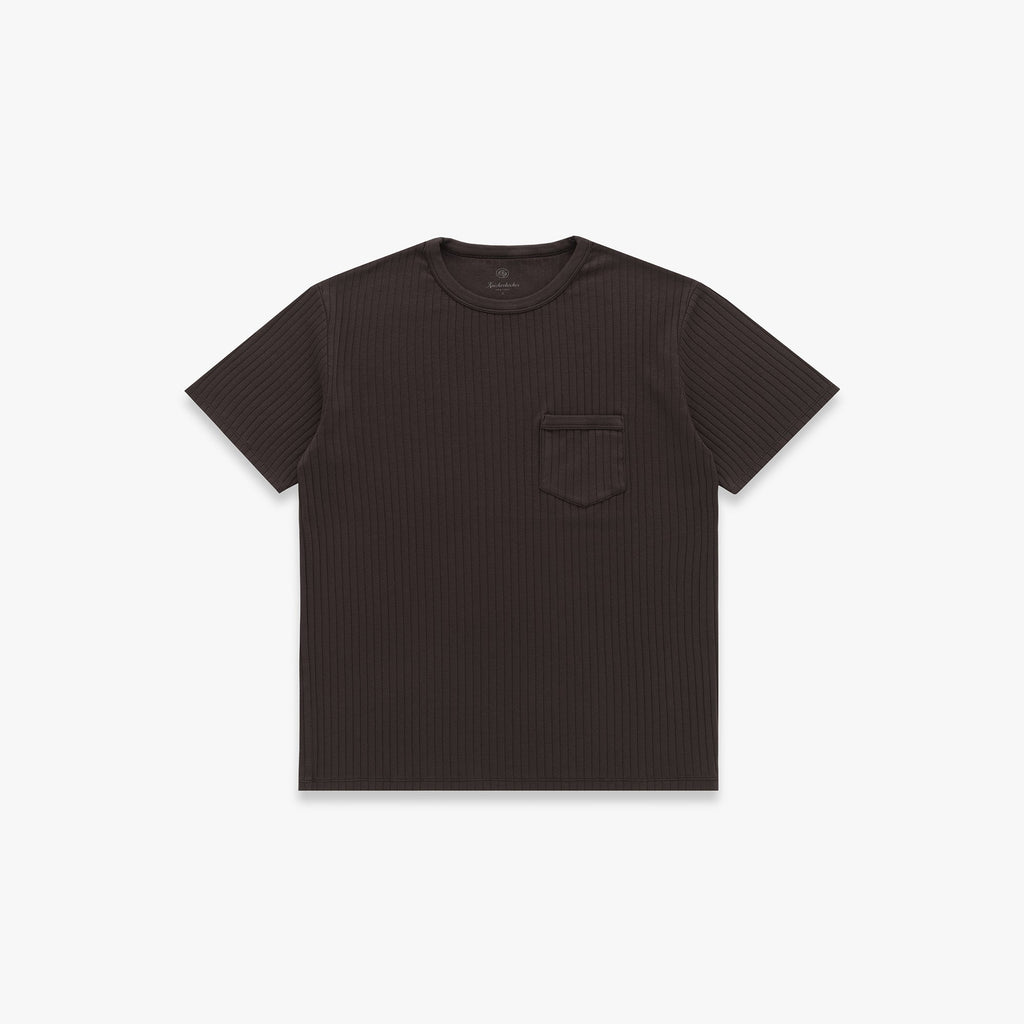 Rib Pocket T-Shirt in Brown