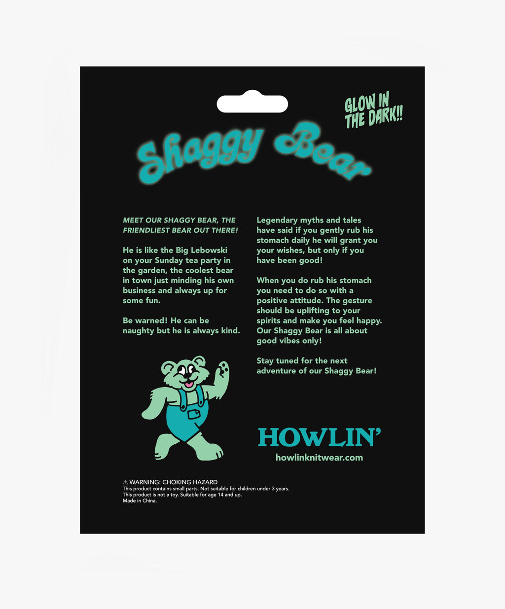 Shaggy Bear Keychain Glow in the Dark