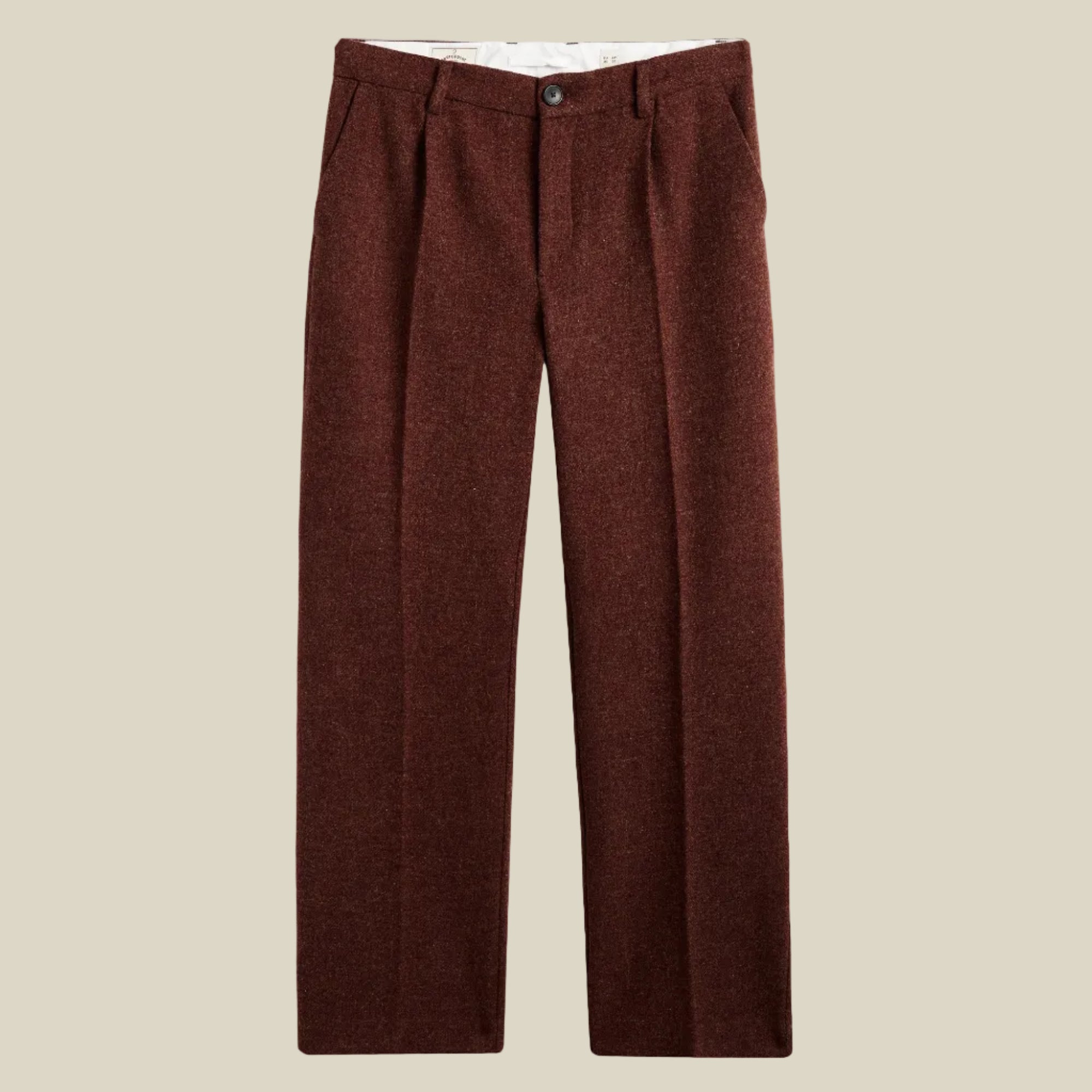 Single Pleat Herringbone Trousers in Terroir