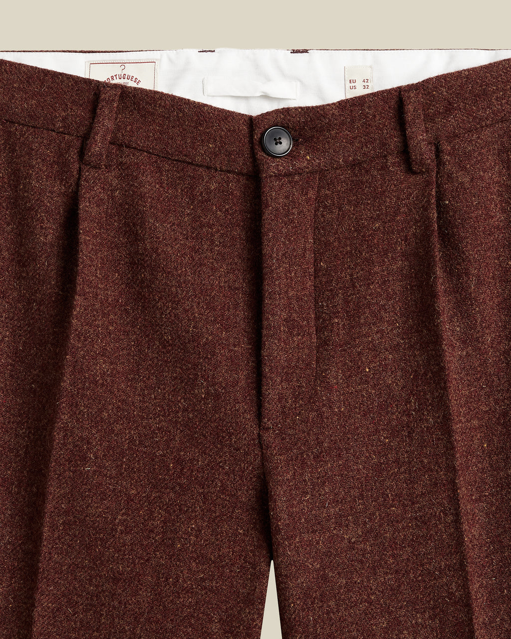 Single Pleat Herringbone Trousers in Terroir