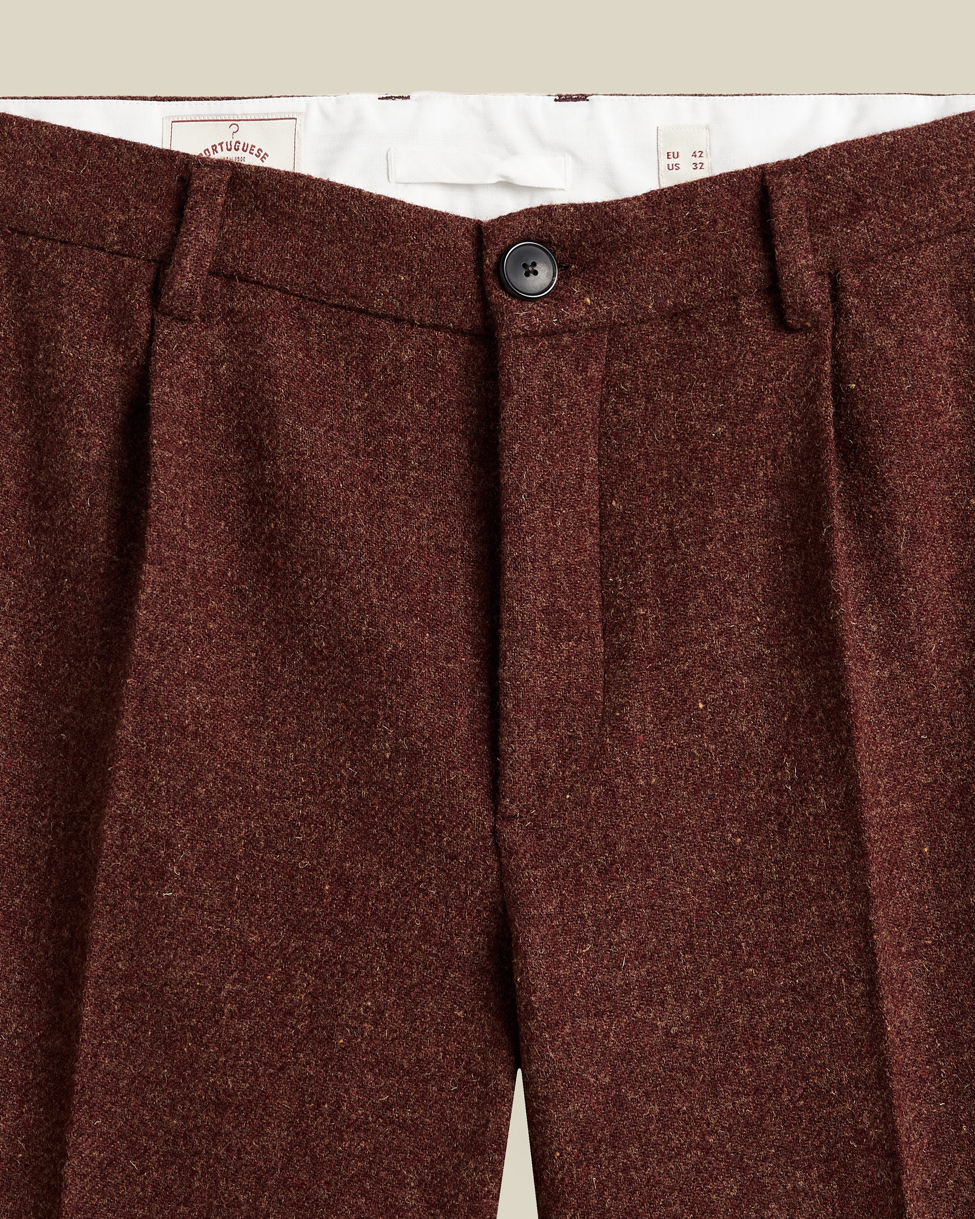 Single Pleat Herringbone Trousers in Terroir
