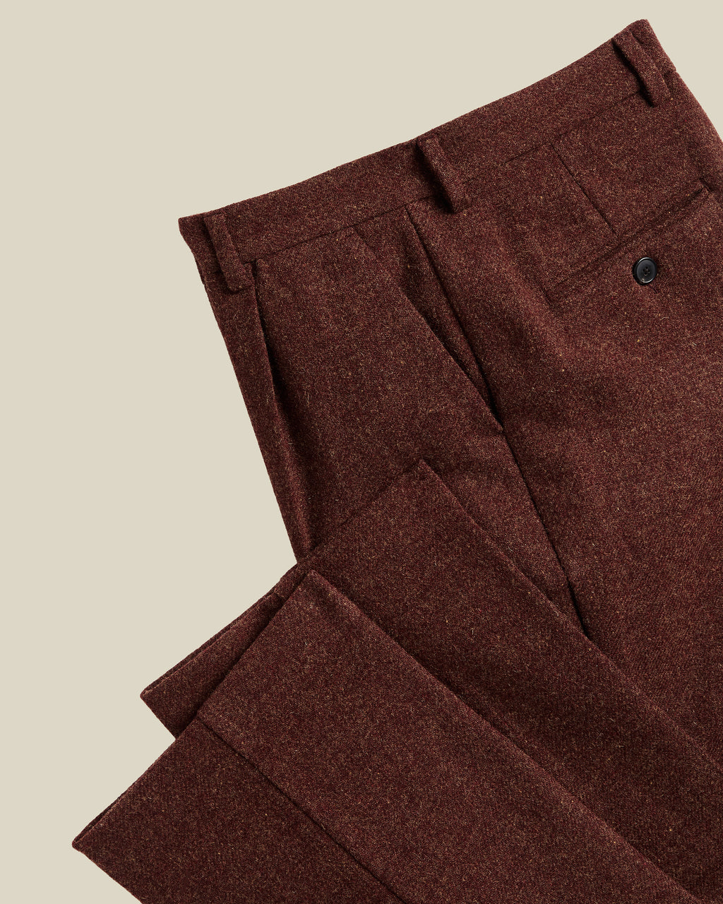 Single Pleat Herringbone Trousers in Terroir