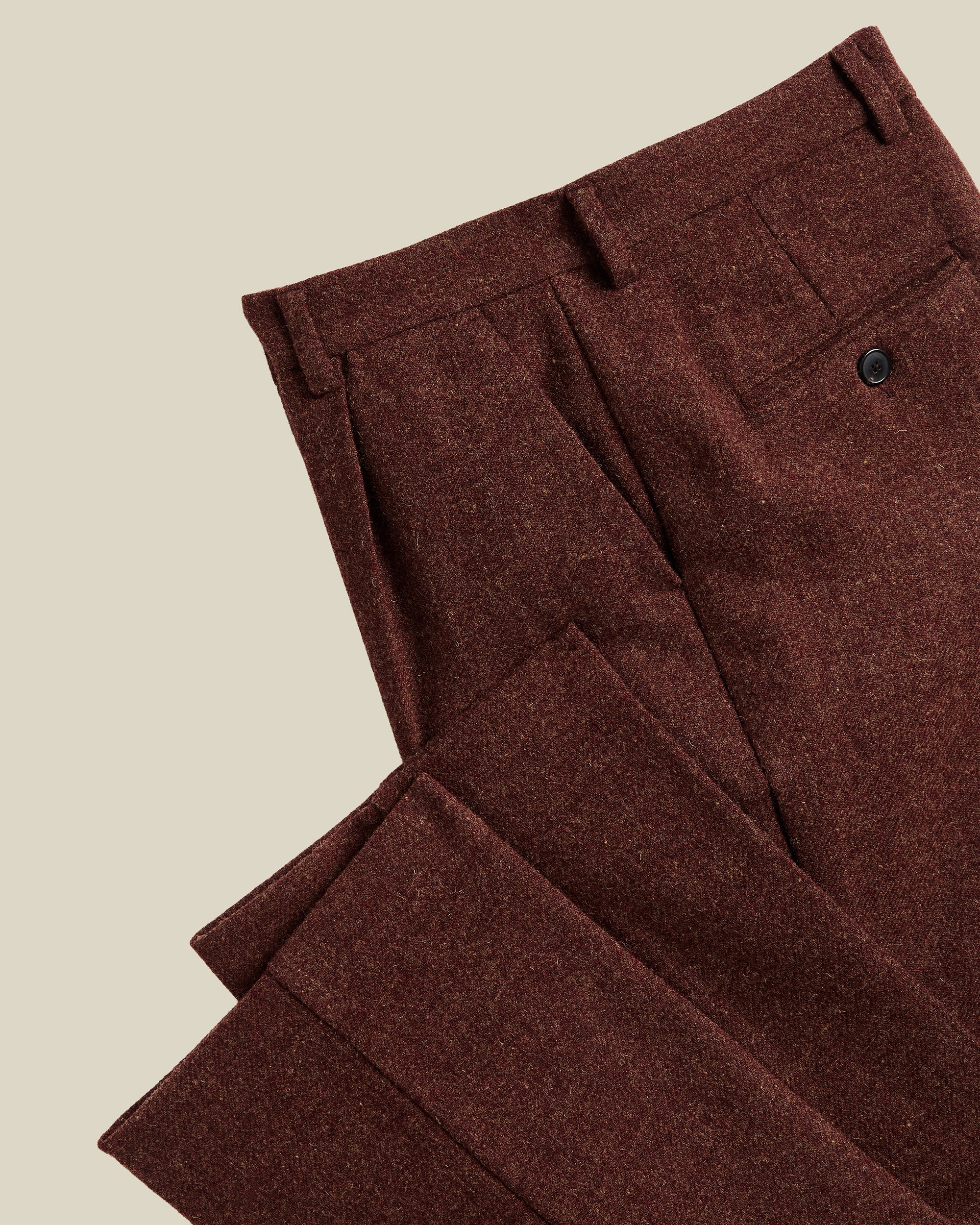 Single Pleat Herringbone Trousers in Terroir