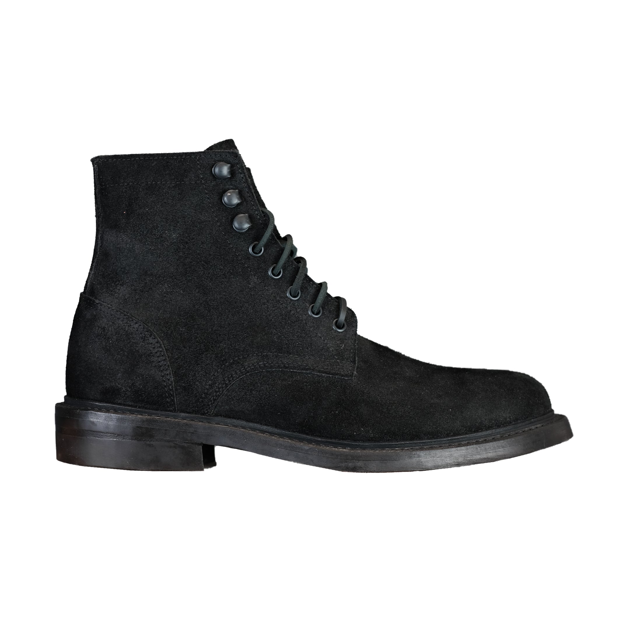 Trench Boot in Black Oil Tan Roughout Stealth