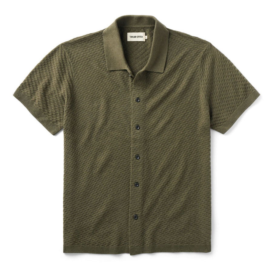 The Arlo Sweater Polo in Cilantro Texture Knit