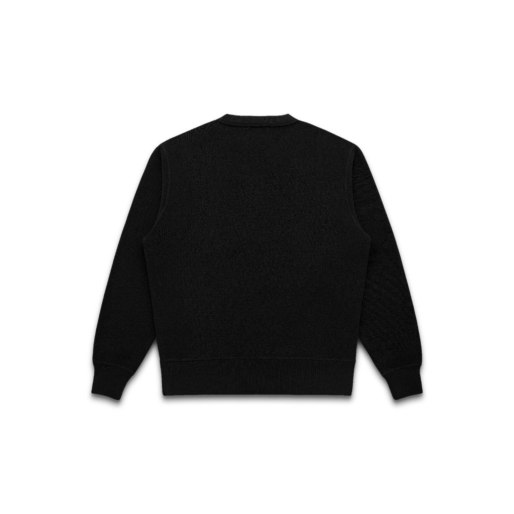 V-Neck Fleece Twill Crew in Black