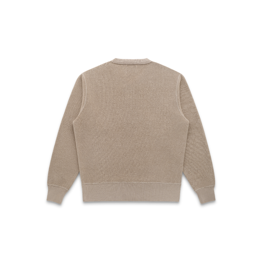 V-Neck Fleece Twill Crew in Dune