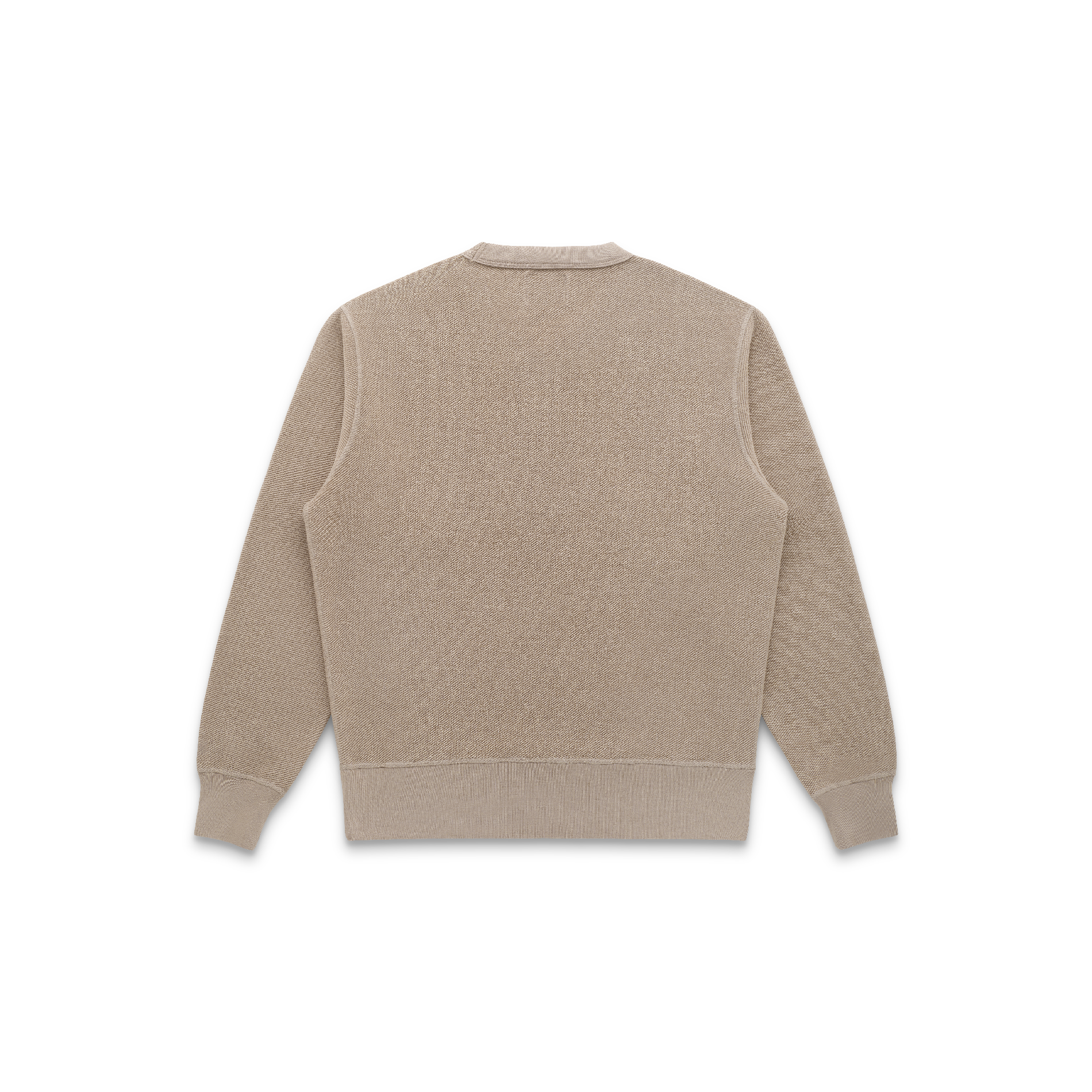 V-Neck Fleece Twill Crew in Dune