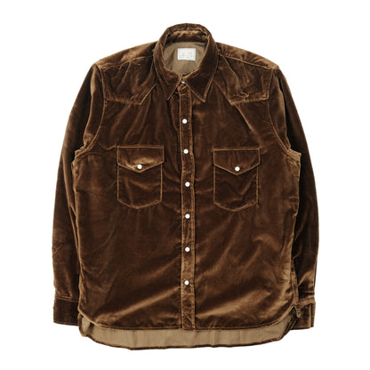 Velvet Pearlsnap Shirt in Chocolate Brown