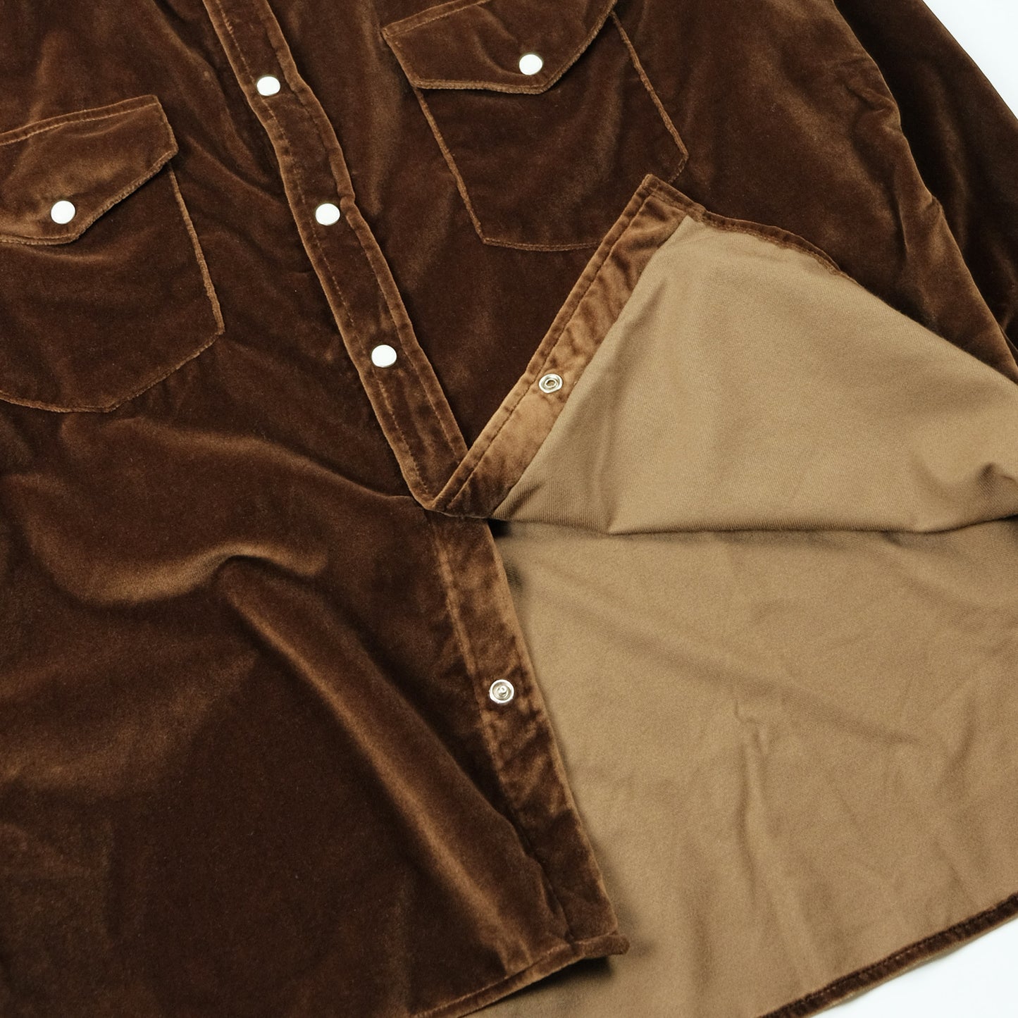 Velvet Pearlsnap Shirt in Chocolate Brown