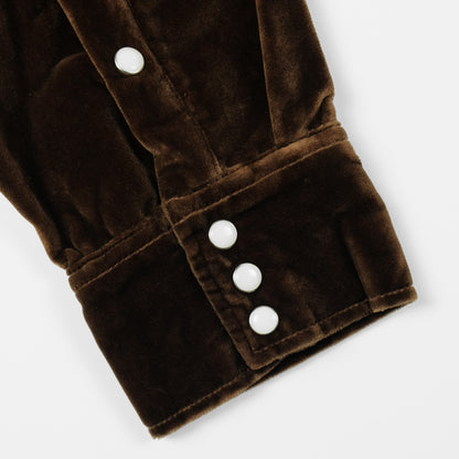 Velvet Pearlsnap Shirt in Chocolate Brown